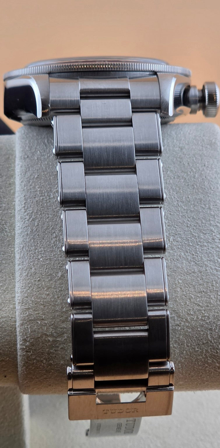 Tudor Black Bay GMT 79830RB angled case bezel and bracelet view