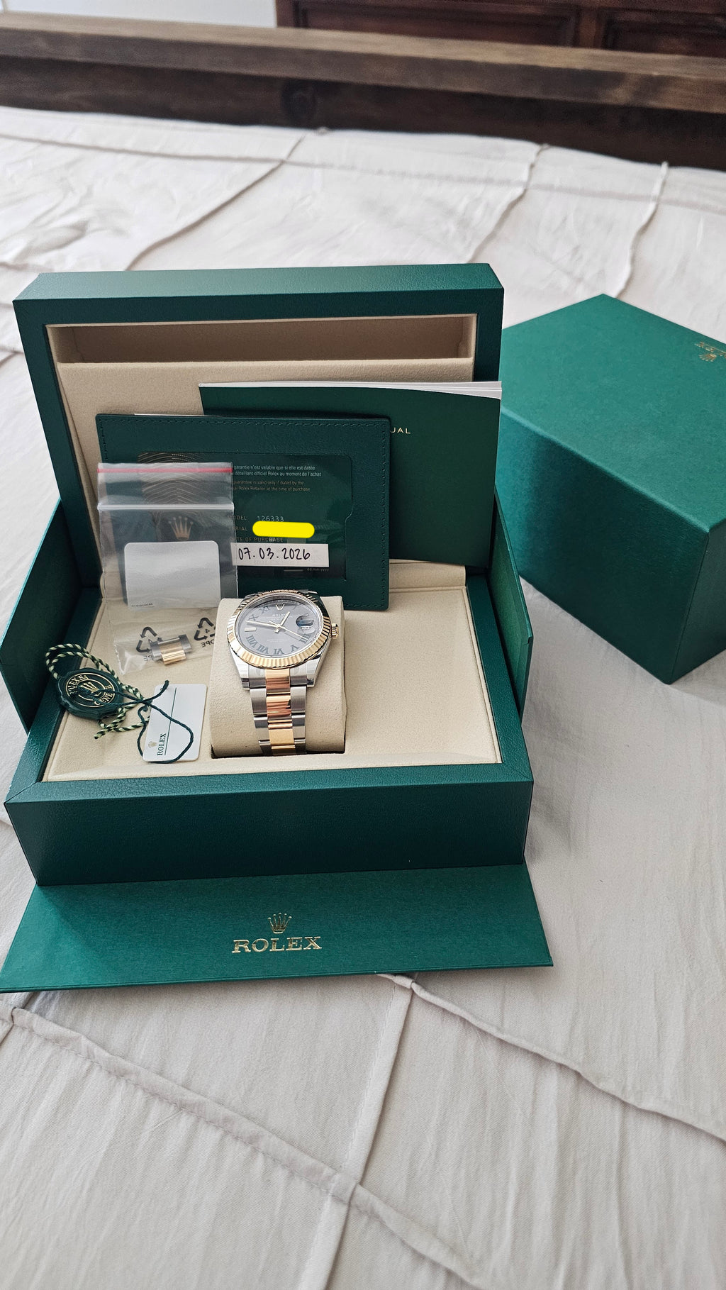 ***SOLD***Rolex Datejust 41 Reference #126333 — Wimbledon Dial, Steel & 18K Gold, Oyster Bracelet, Box & Papers