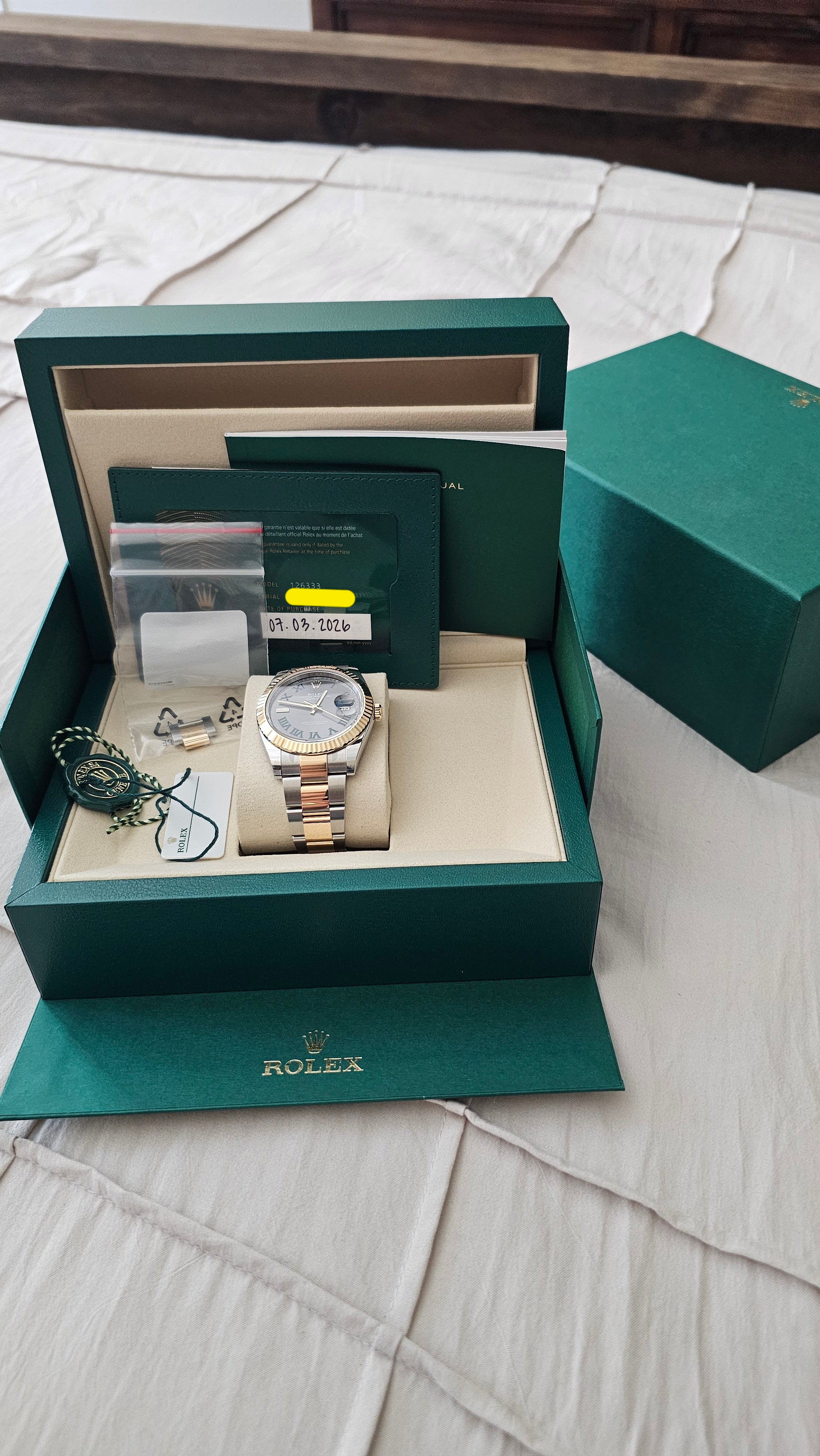 ***SOLD***Rolex Datejust 41 Reference #126333 — Wimbledon Dial, Steel & 18K Gold, Oyster Bracelet, Box & Papers
