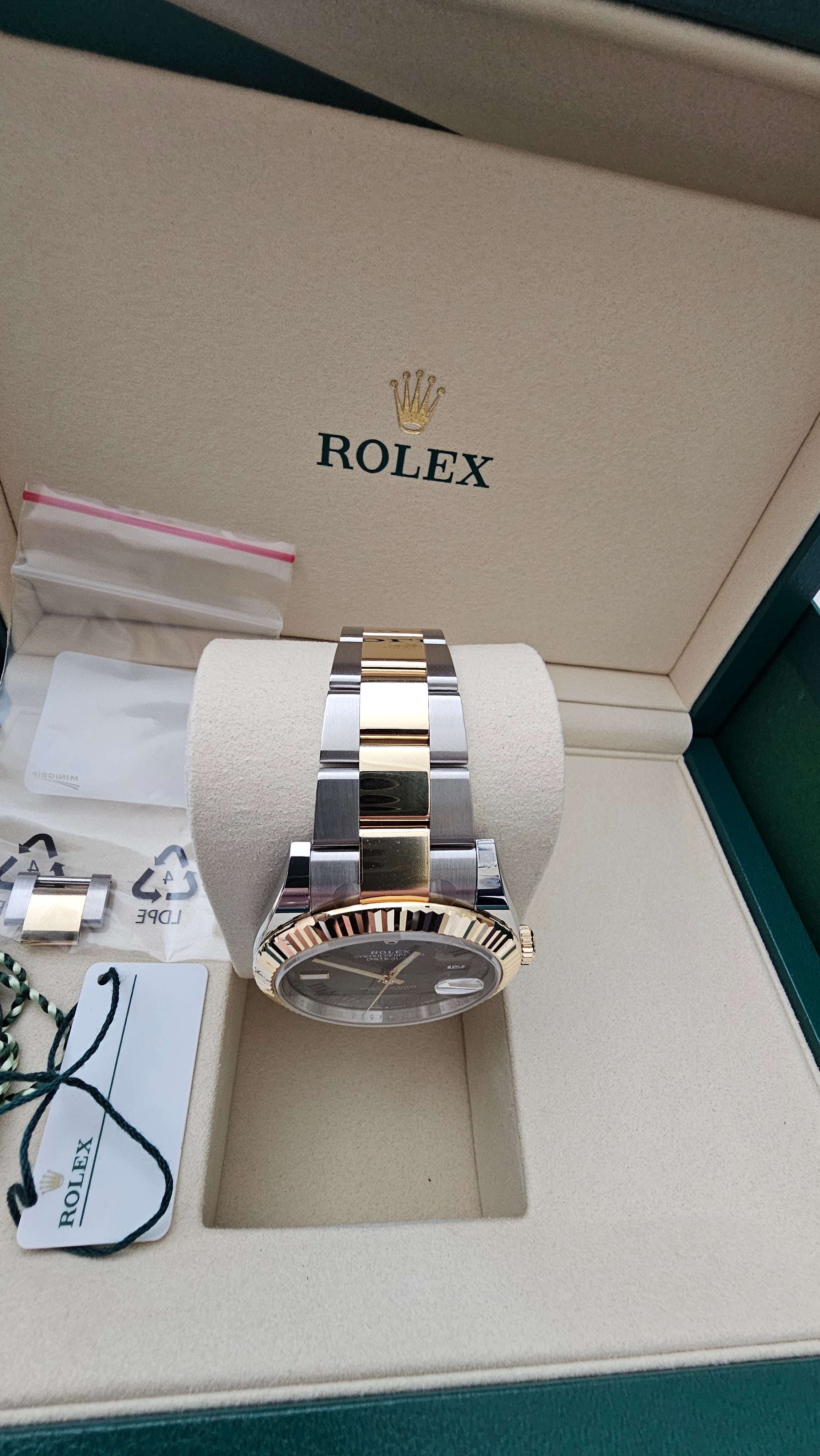 ***SOLD***Rolex Datejust 41 Reference #126333 — Wimbledon Dial, Steel & 18K Gold, Oyster Bracelet, Box & Papers