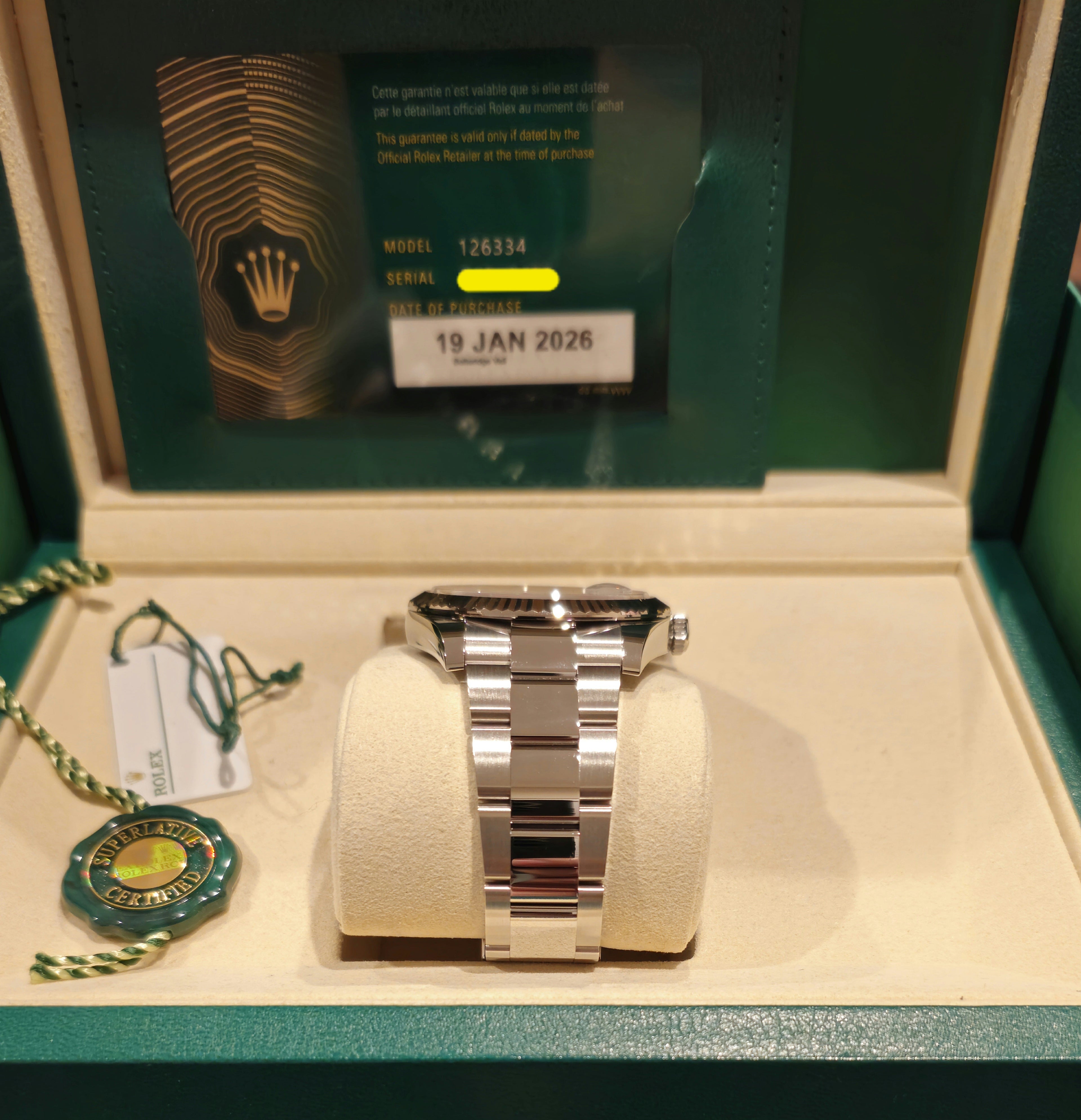 ***SOLD***Rolex Datejust 41 Reference #126334 — Factory Black Diamond Dial, 41mm, Box & Papers