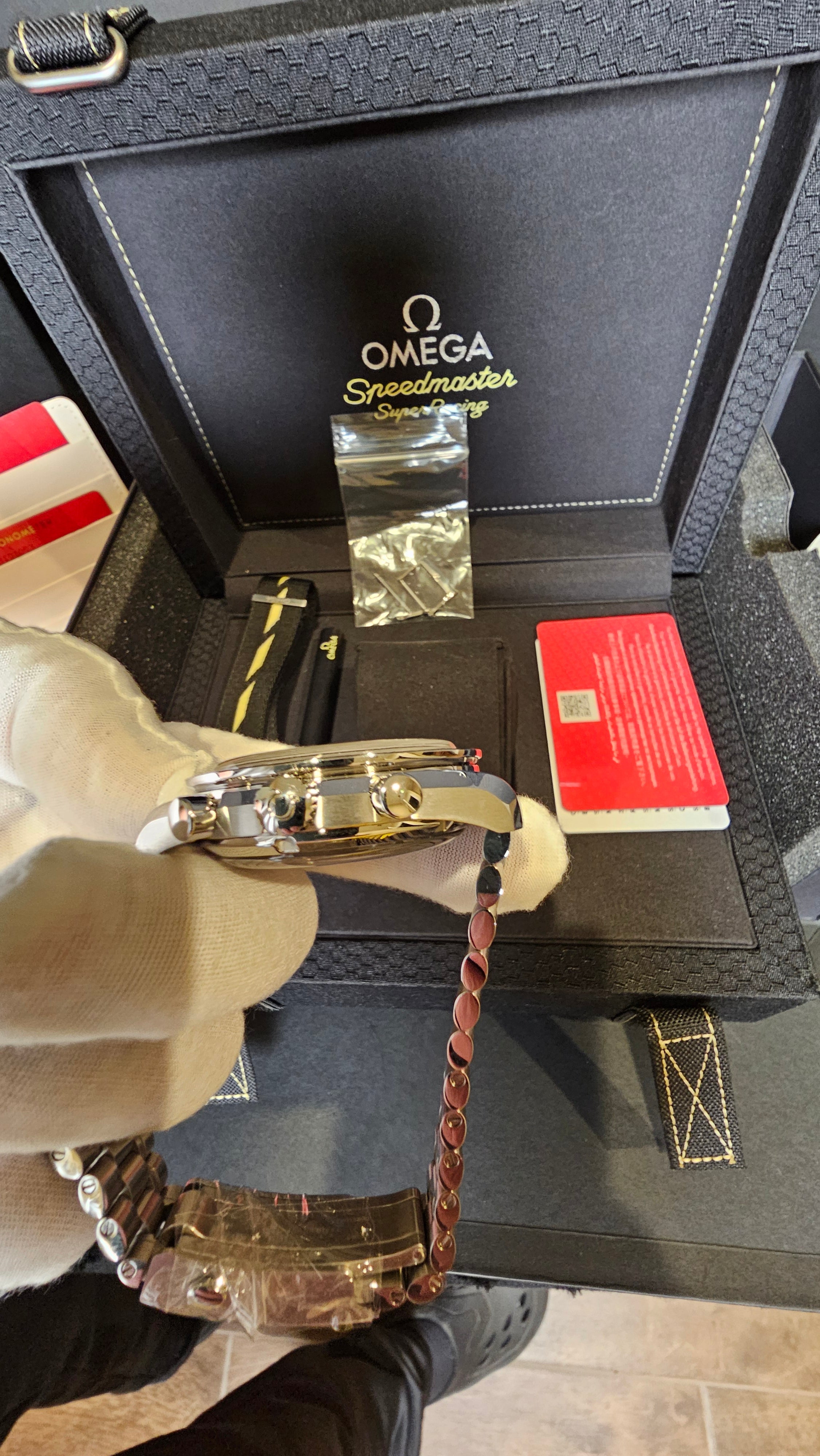 **SOLD**Omega Speedmaster Racing Reference #329.30.44.51.01.003 — Black Dial, Box, Papers & Extra Strap
