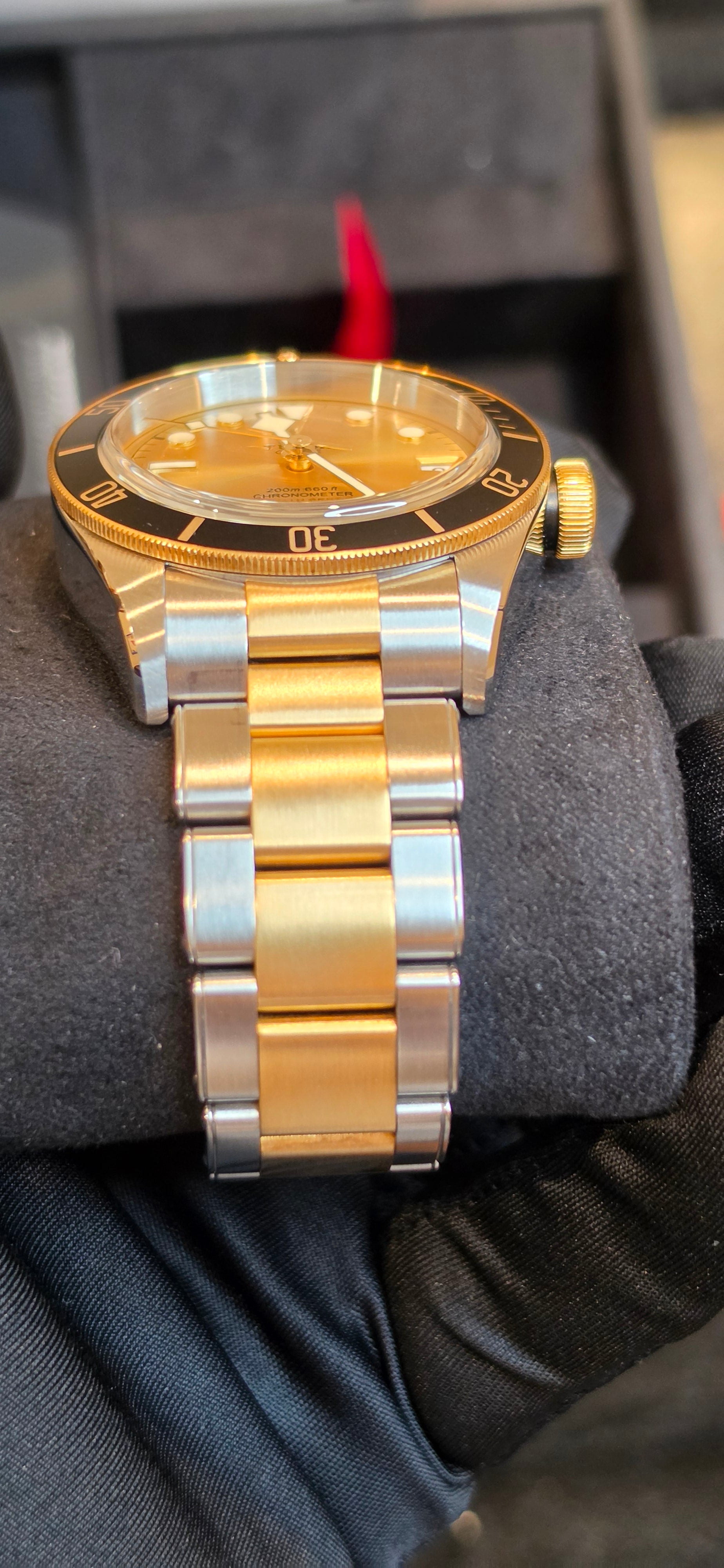 Tudor Black Bay S&G Reference #79733N — Champagne Dial, 18K Gold Bezel & Center Links
