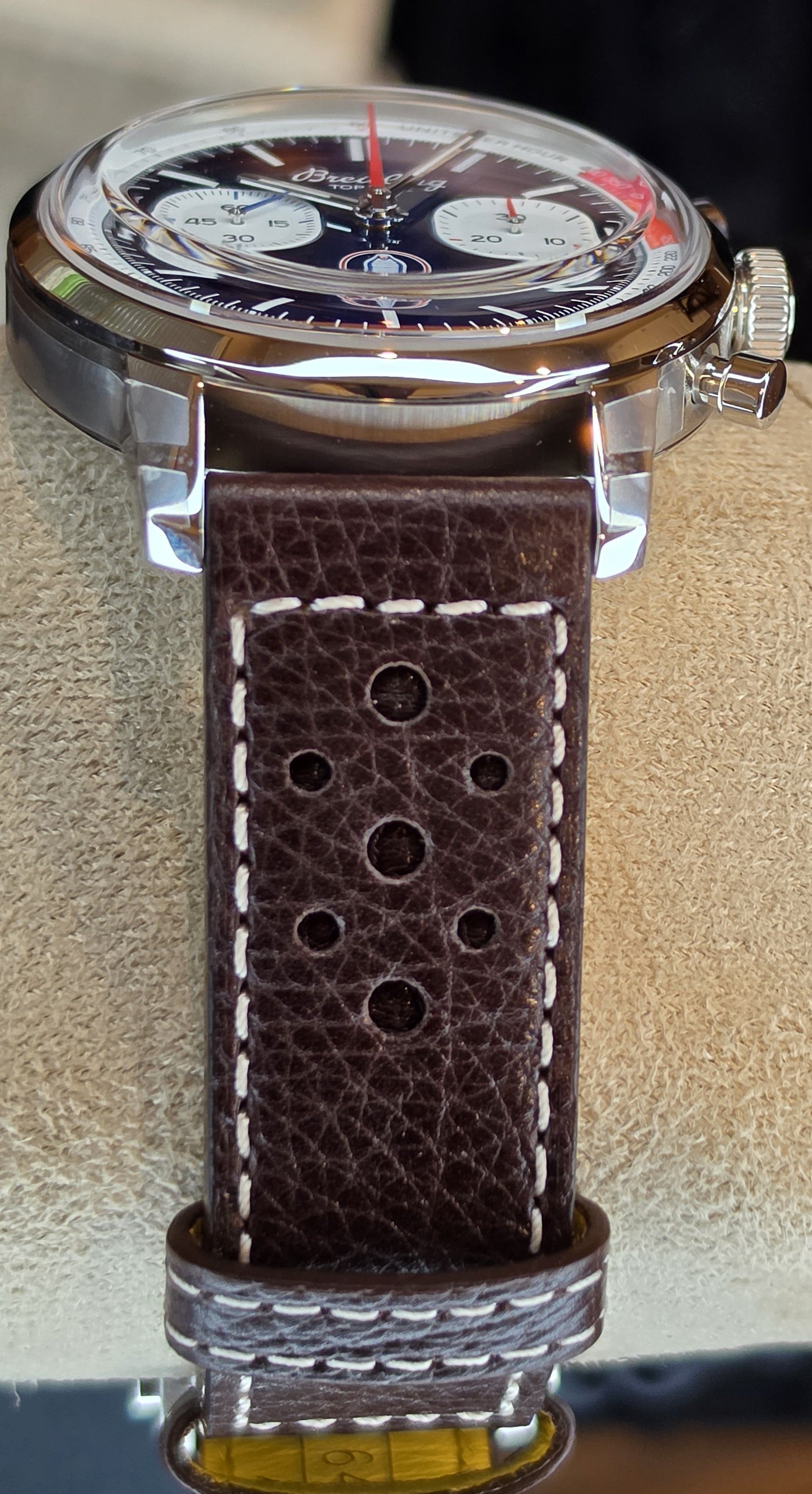 Breitling Top Time AB0176 Shelby Cobra Edition — Blue Dial, Brown Leather Strap, Box & Papers