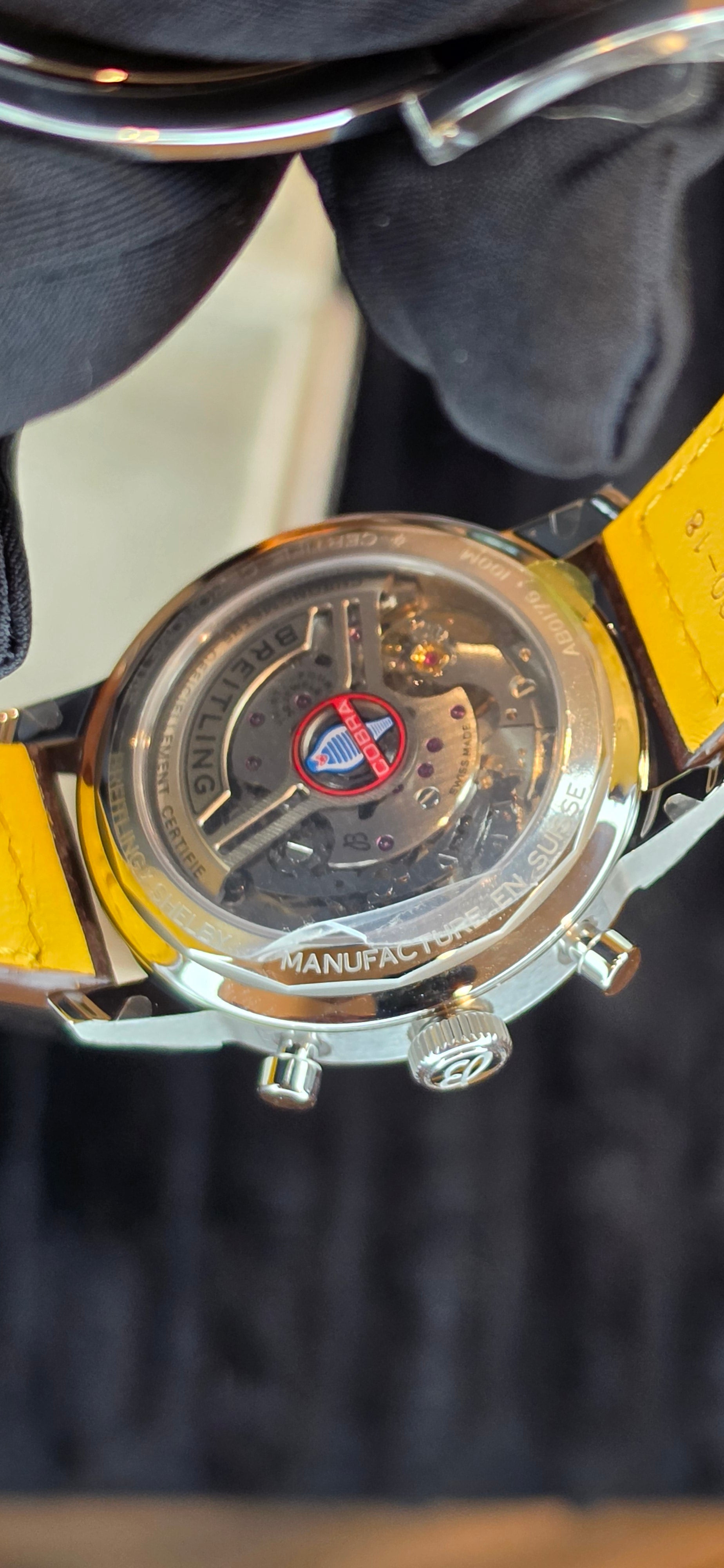 Breitling Top Time AB0176 Shelby Cobra Edition — Blue Dial, Brown Leather Strap, Box & Papers