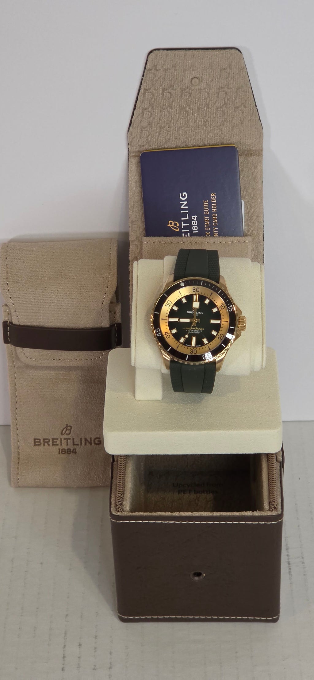 Breitling SuperOcean N17375 — Green Dial, Brass Case, Box & Papers