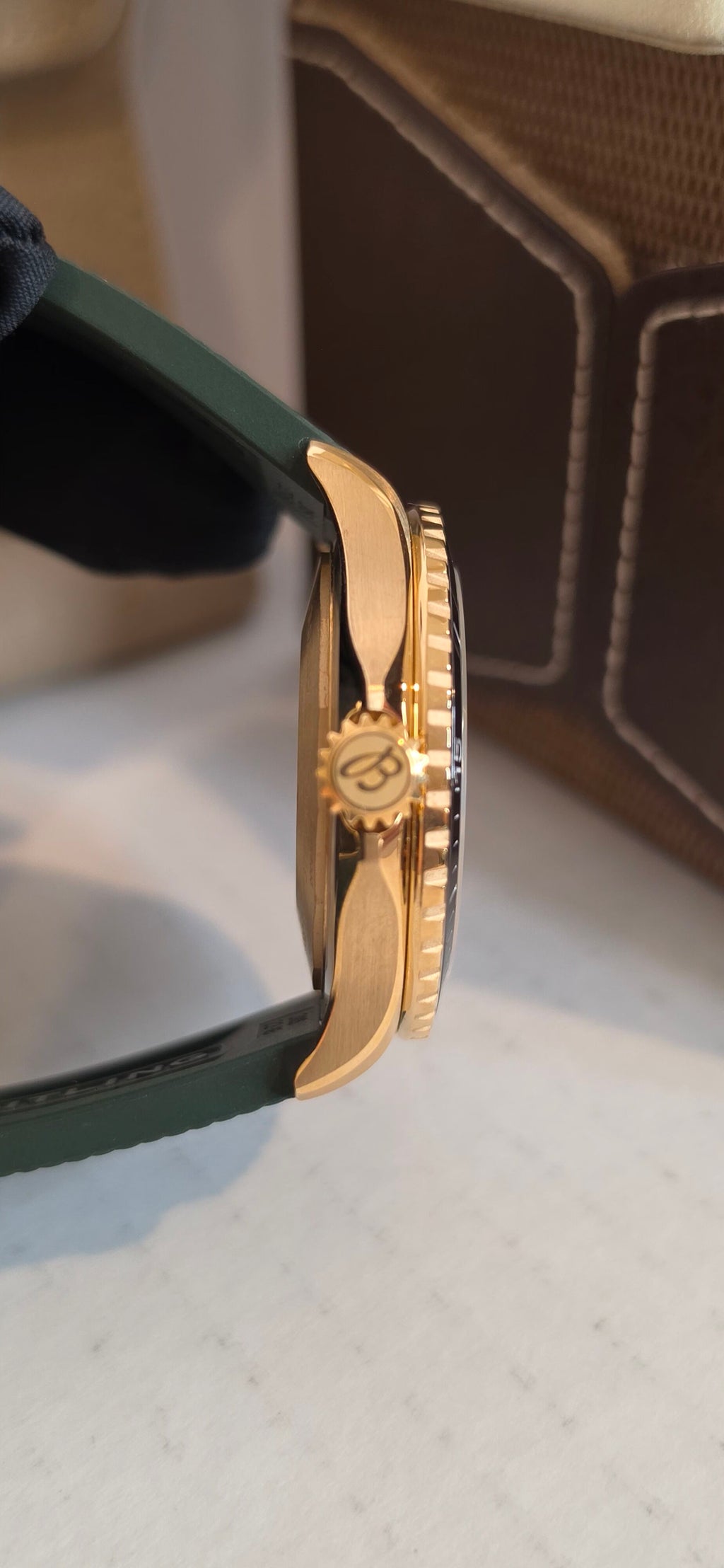 Breitling SuperOcean N17375 — Green Dial, Brass Case, Box & Papers