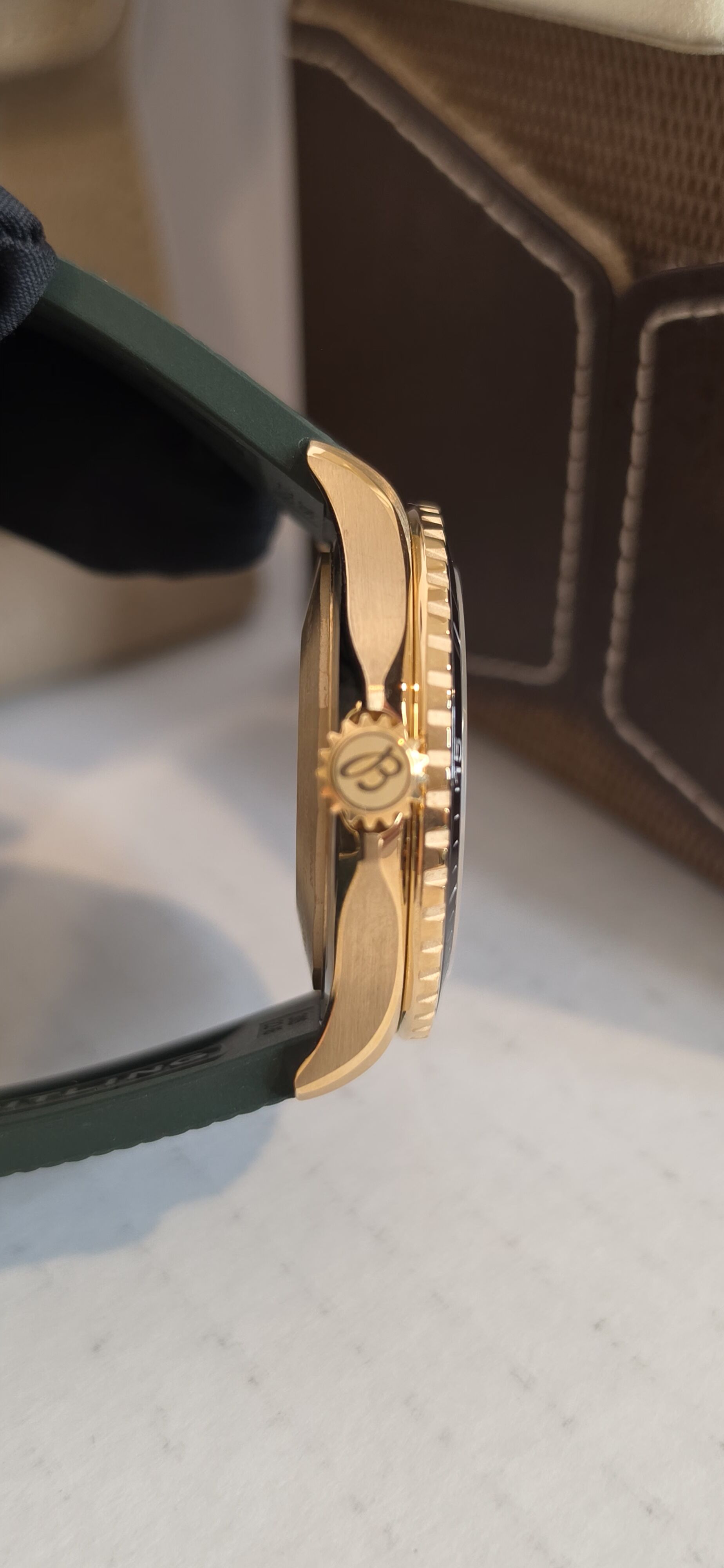 Breitling SuperOcean N17375 — Green Dial, Brass Case, Box & Papers