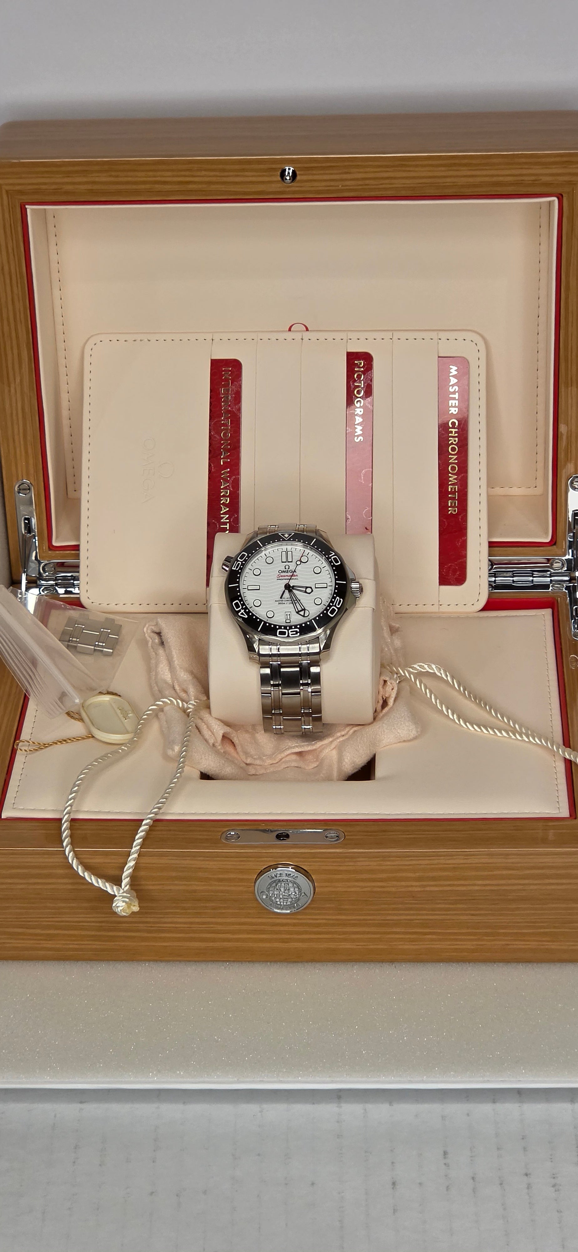 Omega Seamaster Diver 300M — Ref. 210.30.42.20.04.001, White Dial, Black Ceramic Bezel